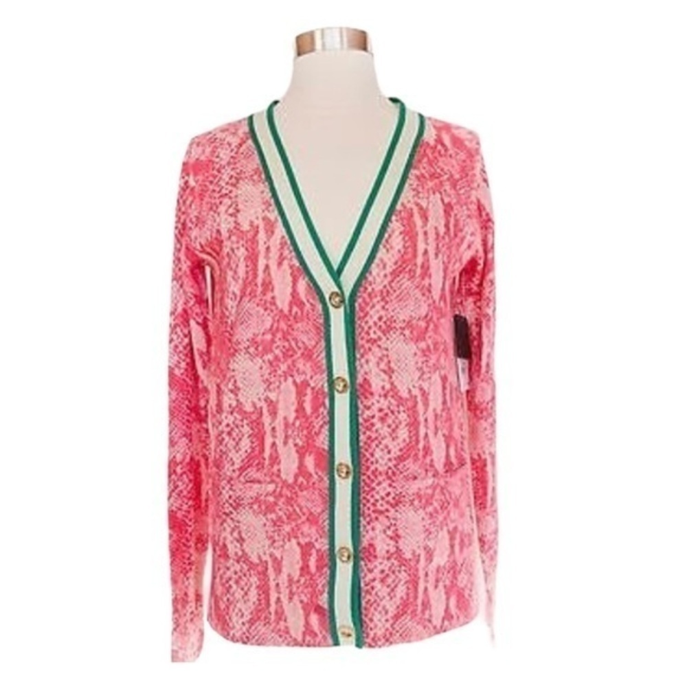 Juicy Couture Pink Python Print Wool Cardigan S - image 2
